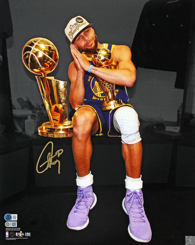 Warriors Stephen Curry Signed 16x20 Night Night Spotlight Photo Auto 10! BAS