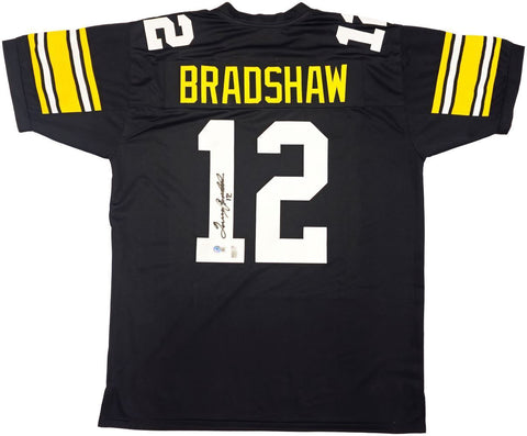 Terry Bradshaw Pittsburgh Signed Black Football Jersey BAS