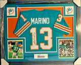 Dan Marino Signed Miami Dolphins 35"x43" Framed Jersey (JSA) 1984 NFL MVP Q.B.