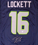 SEAHAWKS TYLER LOCKETT AUTOGRAPHED FRAMED BLUE NIKE JERSEY MCS HOLO 162378