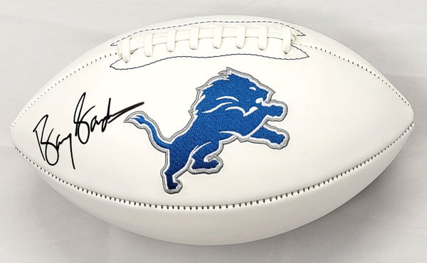 Barry Sanders Autographed Detroit Lions Logo Football Beckett Witnessed