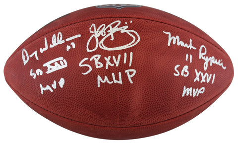 WFT SB MVPs Williams, Rypien & Riggins Signed Official Duke Nfl Football BAS Wit