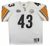 Steelers Troy Polamalu Authentic Signed White Mitchell & Ness Jersey BAS Witness