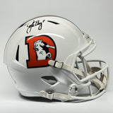 JOHN ELWAY AUTOGRAPHED SIGNED DENVER BRONCOS FS WHITE OLD D REPLICA HELMET BAS