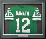 NEW YORK JETS JOE NAMATH AUTOGRAPHED SIGNED FRAMED GREEN JERSEY BECKETT 191187