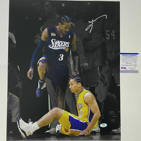 Autographed/Signed ALLEN IVERSON Spotlight Step-Over 16x20 Photo PSA/DNA COA