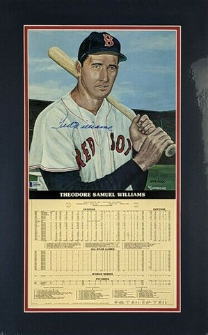 Ted Williams Signed Boston Red Sox 14" x 22" Matted Print Display (Beckett LOA)