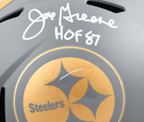 Joe Greene Signed Steelers F/S Slate Speed Helmet w/ HOF - Beckett W Hologram