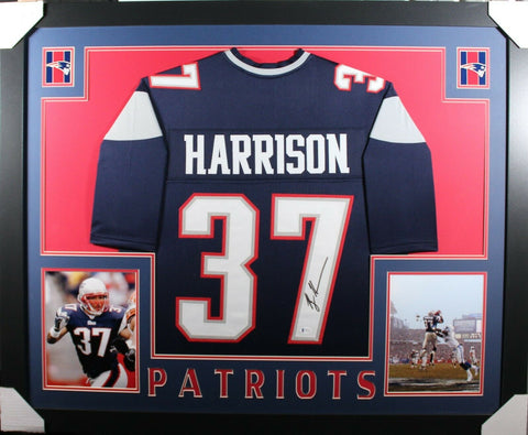 RODNEY HARRISON (Patriots blue SKYLINE) Signed Autographed Framed Jersey JSA