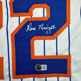 Framed Autographed/Signed Ray Knight 35x39 New York Pinstripe Jersey BAS COA