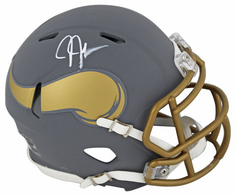 Vikings Justin Jefferson Signed Slate Speed Mini Helmet BAS Witnessed #1W866967