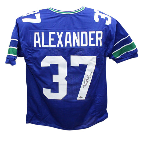 Shaun Alexander Autographed/Signed Pro Style blue jersey Beckett 41013