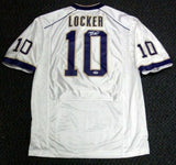 WASHINGTON JAKE LOCKER AUTOGRAPHED SIGNED WHITE NIKE JERSEY SIZE XL PSA 16374