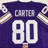 Autographed/Signed Cris Carter Minnesota Purple Football Jersey JSA COA