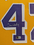 FRAMED L.A. LAKERS JAMES WORTHY AUTOGRAPHED SIGNED JERSEY BECKETT HOLO