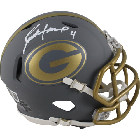 Brett Favre Autographed Green Bay Packers Slate Mini Helmet Beckett 49231