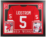 Nicklas Lidstrom Signed Detroit Red Wings 35x43 Custom Framed Jersey (JSA COA)