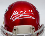 Mac Jones Autographed Patriots Flash Red Mini Helmet (Damaged) Beckett WS86329