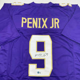 Autographed/Signed Michael Penix Jr. Washington Huskies Purple Jersey BAS COA