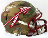 Deion Sanders Autographed Florida State Camo Mini Helmet - Beckett W Auth *White