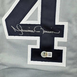 Framed Autographed/Signed Mariano Rivera 35x39 New York Grey Jersey BAS COA