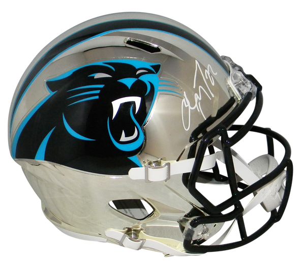 CHRISTIAN McCAFFREY SIGNED CAROLINA PANTHERS CHROME FULL SIZE HELMET BECKETT