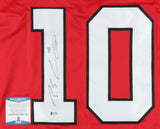 Patrick Sharp Signed Chicago Blackhawk Jersey (Beckett COA) 3xStanley Cup Champ