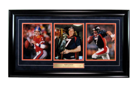 John Elway Signed/Auto 8x10 Photo Collage Denver Broncos Framed JSA 191746