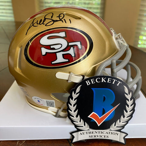 ALEX SMITH SIGNED AUTOGRAPHED SAN FRANCISCO 49ERS MINI HELMET BECKETT