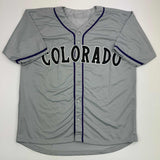 Autographed/Signed Todd Helton HOF 24 Colorado Grey Baseball Jersey Tristar COA