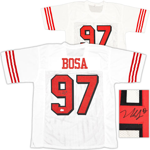 SAN FRANCISCO 49ERS NICK BOSA AUTOGRAPHED WHITE JERSEY BECKETT WITNESS 230702