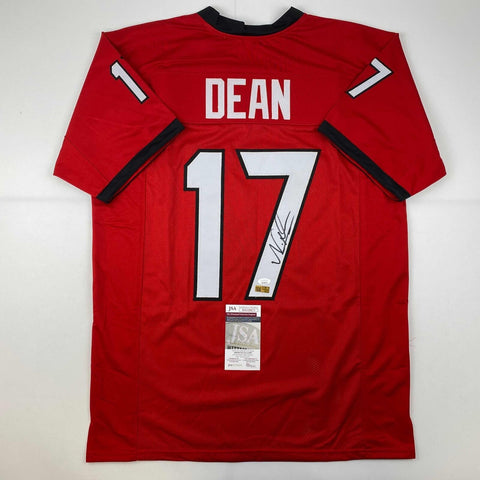 Autographed/Signed Nakobe Dean Georgia Red College Football Jersey JSA COA