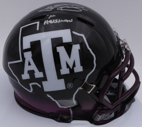 Johnny Manziel Autographed Texas A&M Mini Helmet (Smudged) Beckett C72813