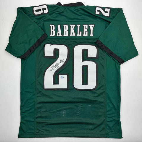 Autographed/Signed Saquon Barkley Philadelphia Midnight Green Jersey Beckett COA