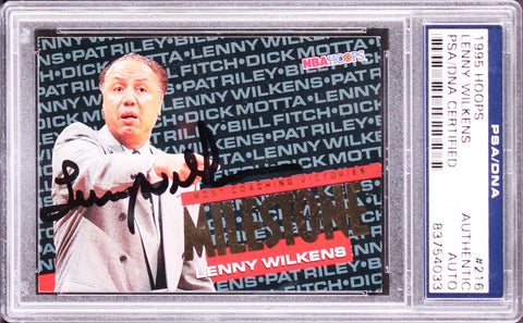 Hawks Lenny Wilkens Authentic Signed 1995 Hoops #216 Card PSA/DNA Slabbed