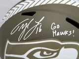 TYLER LOCKETT AUTO SEAHAWKS SALUTE TO SERVICE FULL SIZE AUTH HELMET GO HAWKS