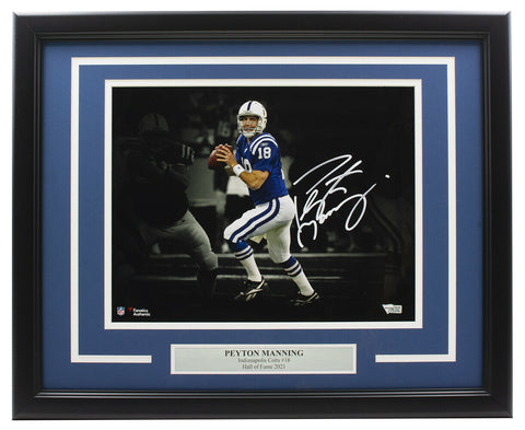 Peyton Manning Signed Framed Indianapolis Colts 11x14 Spotlight Photo Fanatics