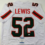 Autographed/Signed Ray Lewis Miami White College Football Jersey Beckett BAS COA