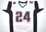 Ty Law Autographed White Pro Style STAT Jersey - Beckett W Hologram *Silver