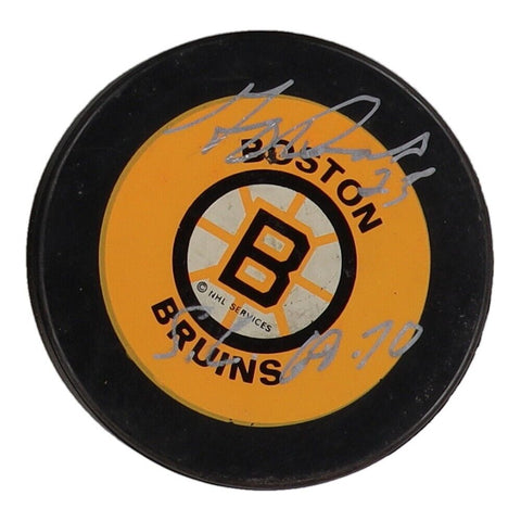 Gary Doak Signed Bruins Logo Hockey Puck (JSA COA) 1970 Stanley Cup Champion