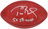 TOM BRADY AUTOGRAPHED NFL LEATHER FOOTBALL BUCCANEERS 5X SB MVP FANATICS 202366