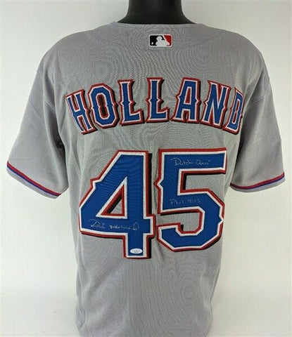 Derek Holland "Dutch Oven" & "Phil 4:13" Signed Texas Rangers Jersey (JSA COA)