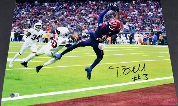 TANK DELL AUTOGRAPHED HOUSTON TEXANS TD CATCH 16x20 PHOTO BECKETT