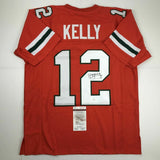 Autographed/Signed JIM KELLY Miami Orange College Football Jersey JSA COA Auto