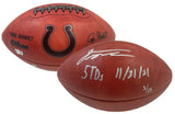 JONATHAN TAYLOR Autographed "5 TD's" Duke Metallic Colts Football FANATICS LE 28