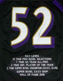 Ray Lewis Autographed Black Pro Style STAT1 Jersey - JSA W Auth *2