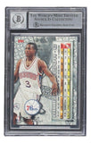 Allen Iverson Signed 1996 Metal #201 Philadelphia 76ers Rookie Card BAS Auto 10