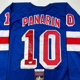 Autographed/Signed Artemi Panarin New York Blue Hockey Jersey JSA COA