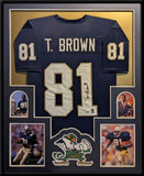 FRAMED NOTRE DAME FIGHTING IRISH TIM BROWN AUTOGRAPHED JERSEY BECKETT COA