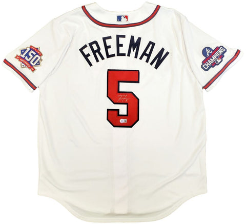 Freddie Freeman Signed Atlanta Braves Nike Jersey w/ 2021 World Series Patch BAS